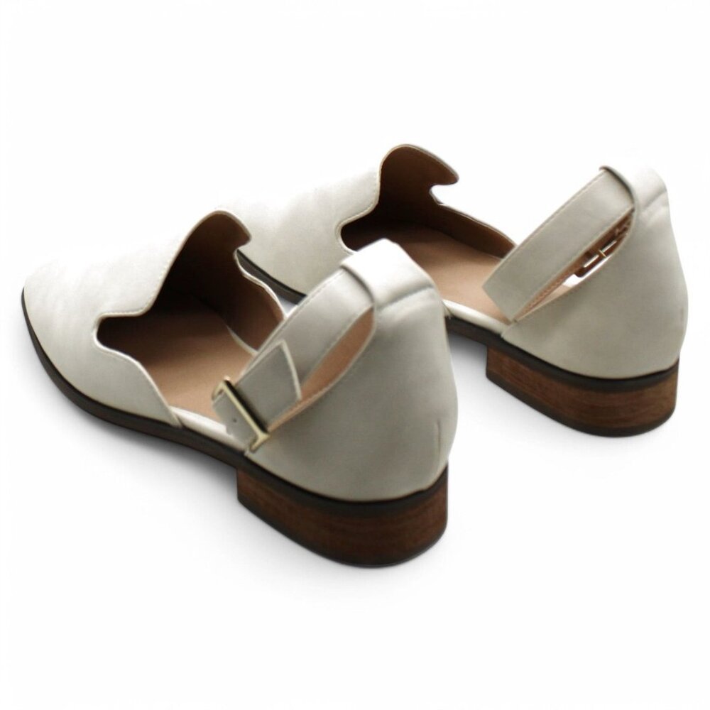 Journee Collection Cream Loafers with Ankle Strap - Picture 8 of 9